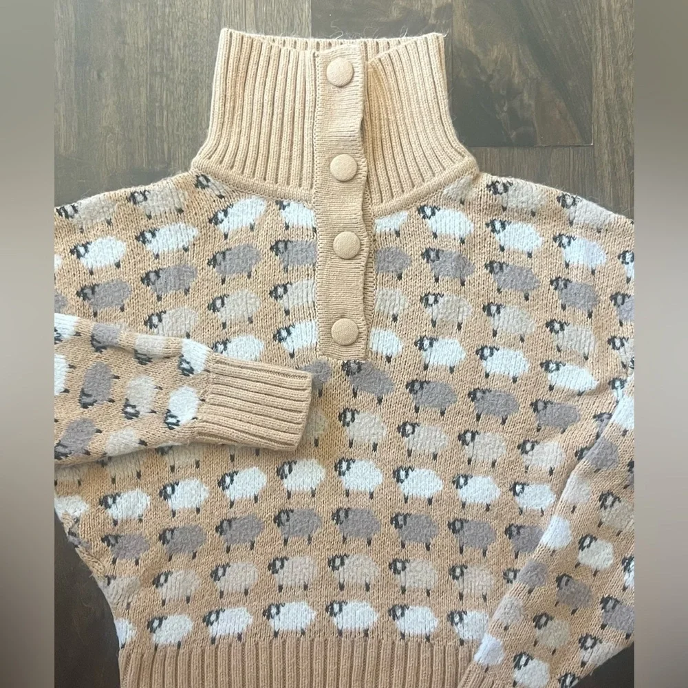 ZARA - Sheep Sweater Button Up / Turtleneck / Polo. Literally the cutest! - Picture 4 of 9